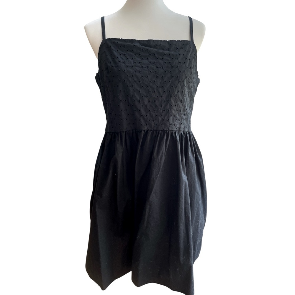 Gap Eyelet Cotton Mini Dress with smocked back, square neck, and pockets. Size L